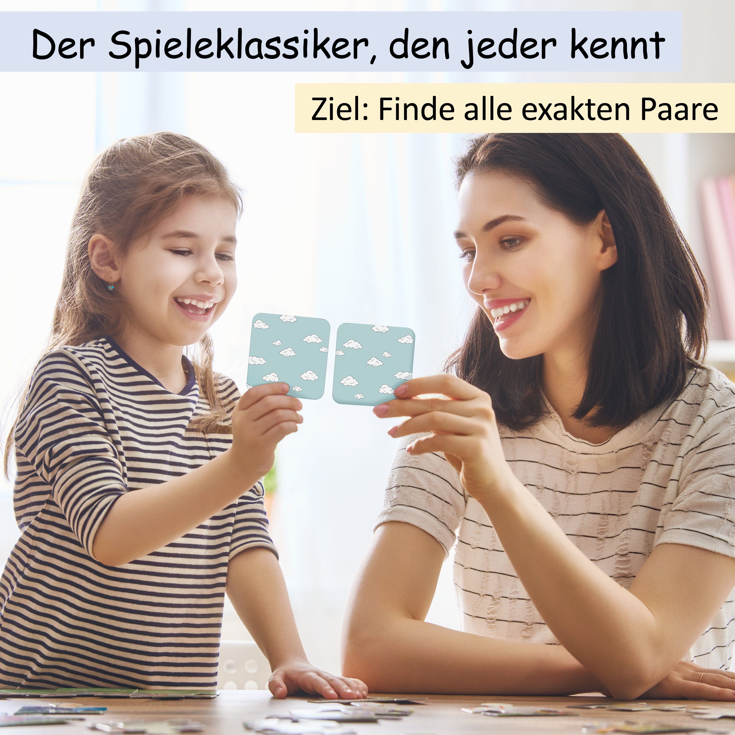 GLÜCKSWOLKE Spiel, Kinderspiel für Kinder ab 2 - 6 Jahre I Montessori Spielzeug fördert Konzentration, Lernspiel mit 7 Schwierigkeitsstufen I Kinderspielzeug (40 Karten) Neu