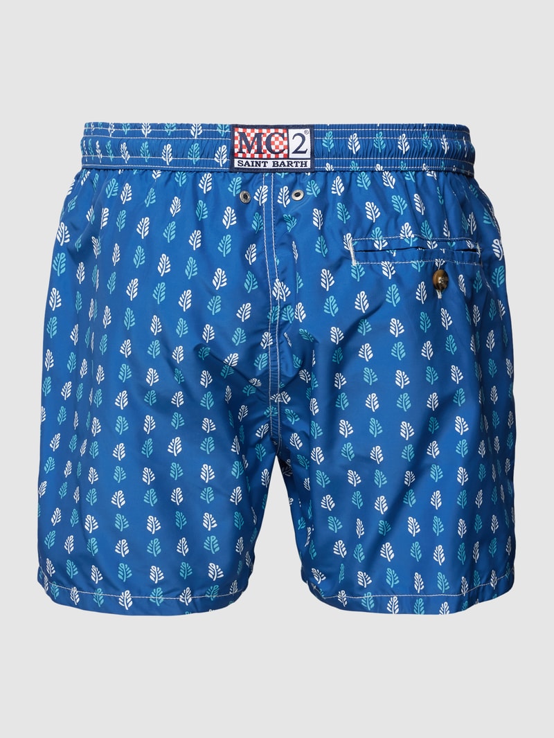 Badehose mit Allover-Muster Modell 'LIGHTING' in marineblau
