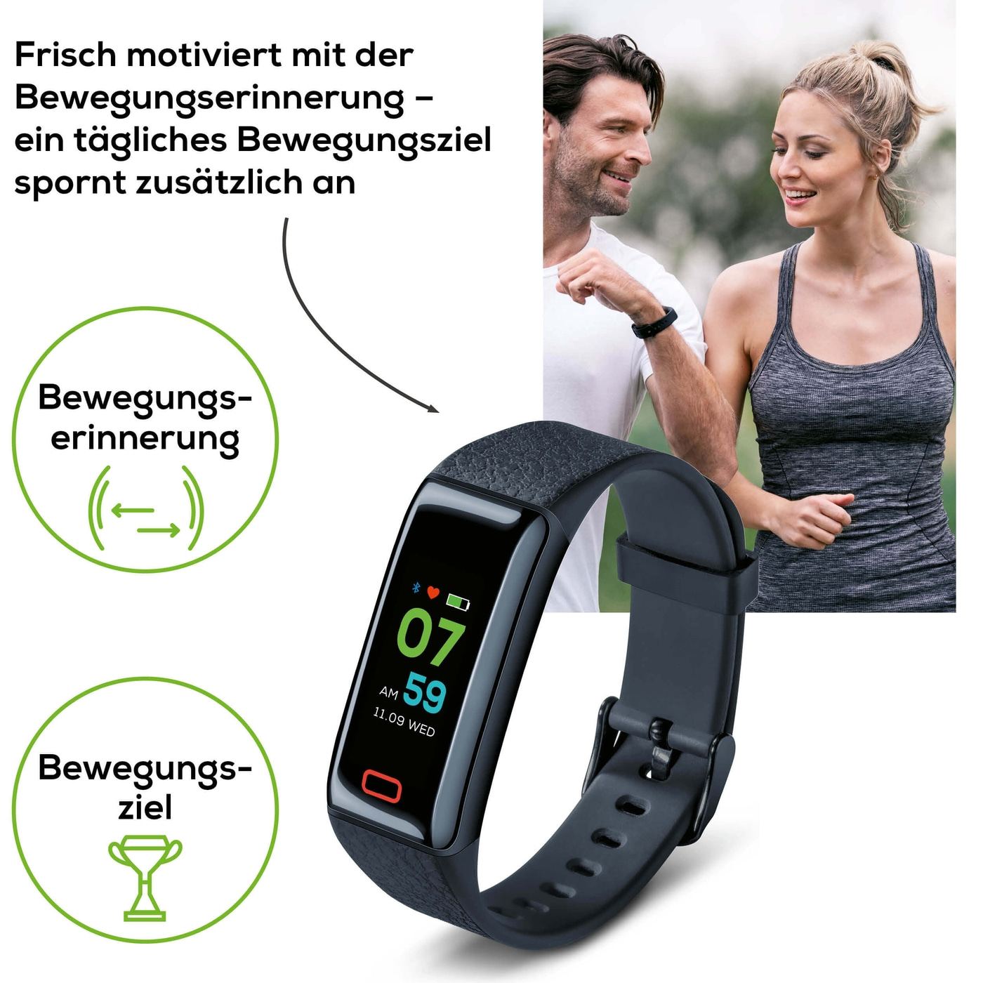 Beurer Aktivitätssensor AS 98 Pulse-Fitnessuhr mit Nachrichtenfunktion, Pulsmessung, Schlaf- & Aktivitätstracking