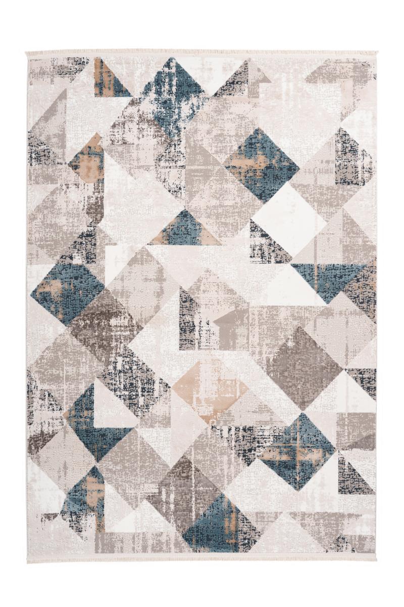 megusta Fransenteppich Grau / Blau 200cm x 300cm