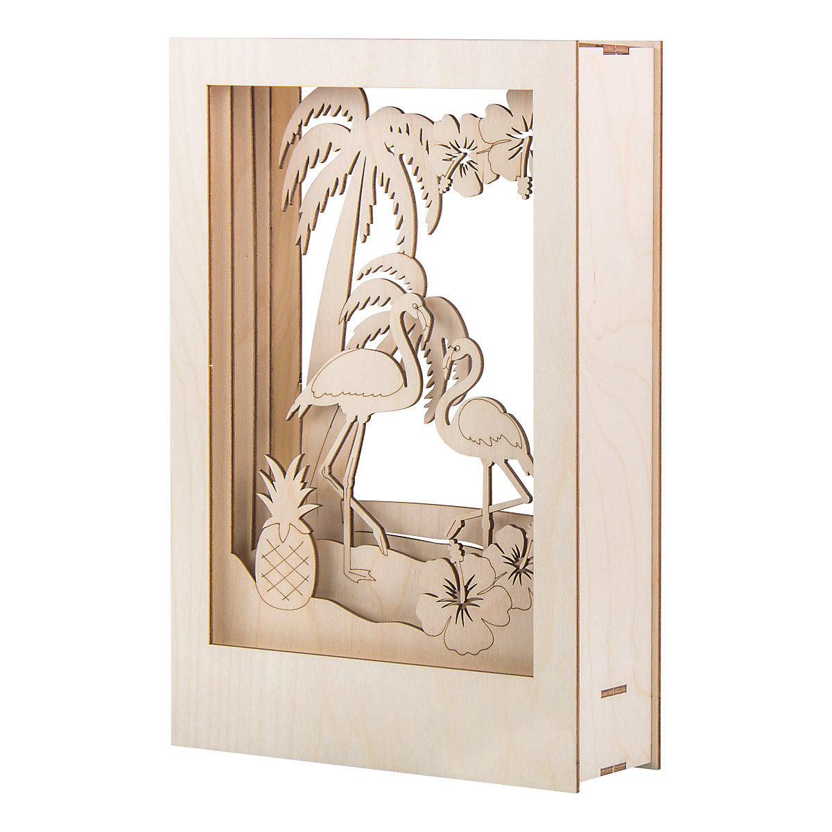Holzbausatz 3D-Motivrahmen Flamingo, natur, 20x30x6,7cm, 10-tlg.