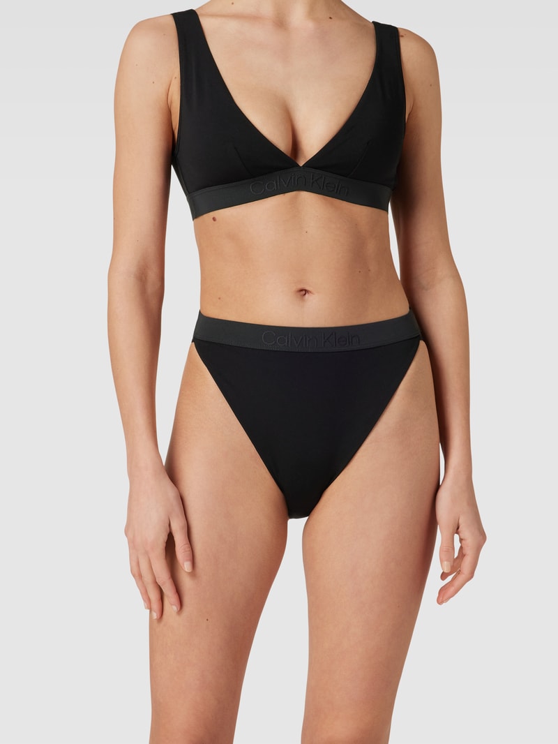 Bikini-Hose mit Logo-Bund in schwarz