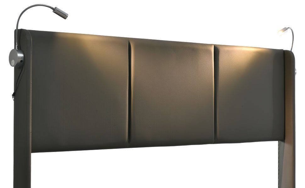 PHOEBE CAT Polsterbett (Hydraulisches Stauraumbett mit Bettkasten und Lattenrost), mit Leselicht und USB Ladefunktion, Kunstleder, 140 x 200cm