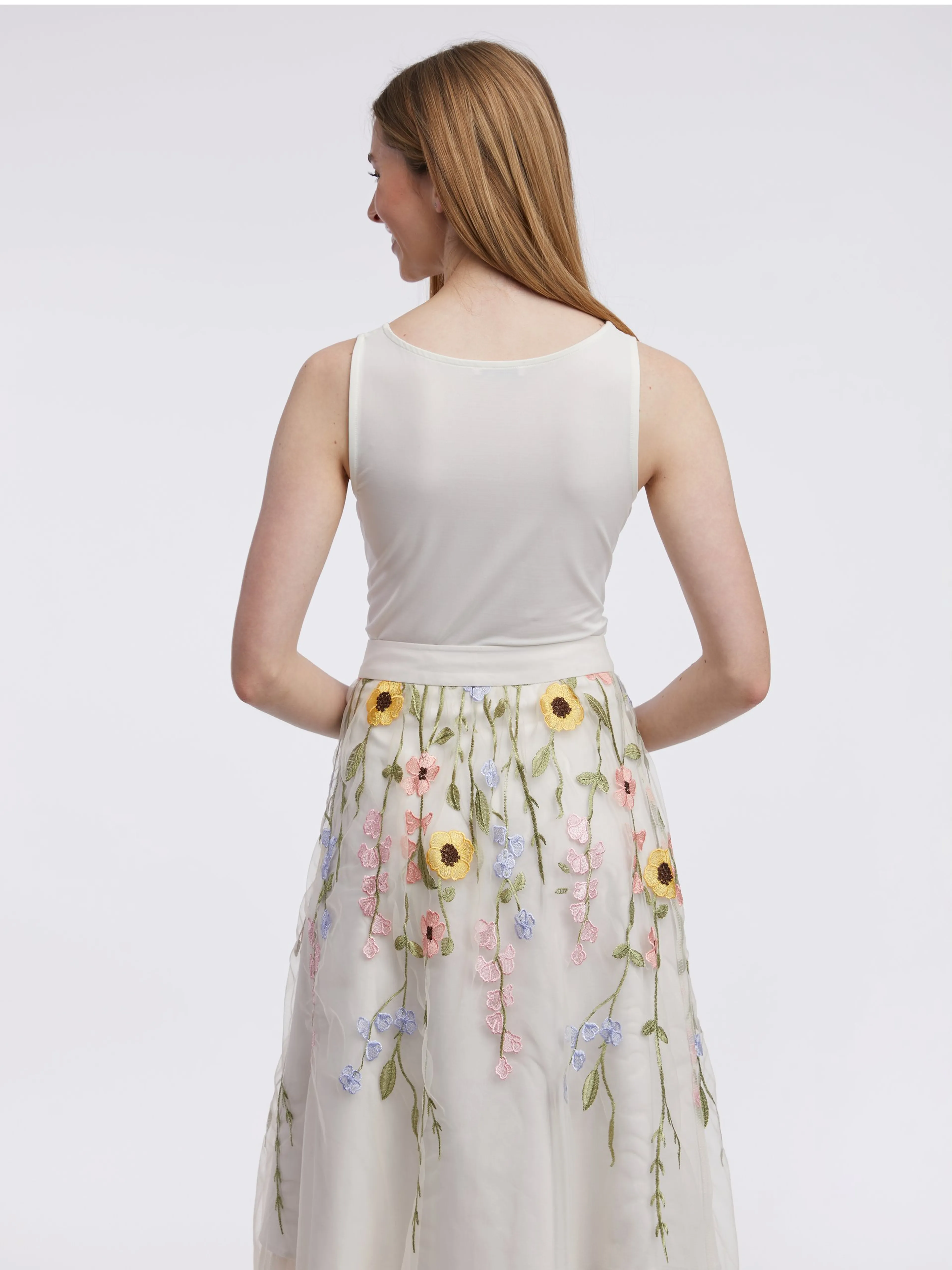 Cremefarbener Damen-Midirock mit Blumenmuster ORSAY