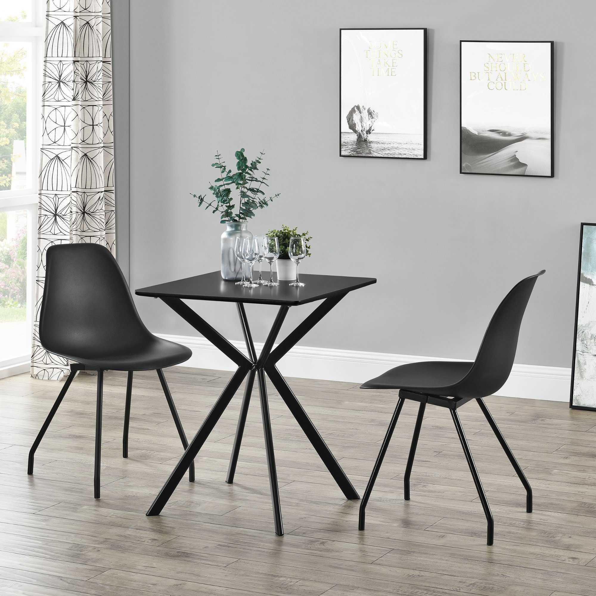 en.casa Esstisch, Ankara Küchentisch 60 x 60 x 75 cm Schwarz