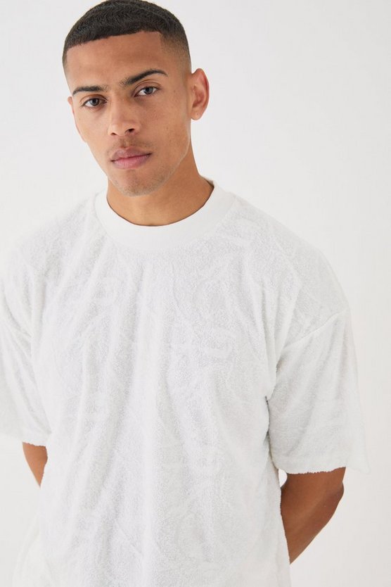 Oversized Burnout Towelling Jacquard T-shirt
