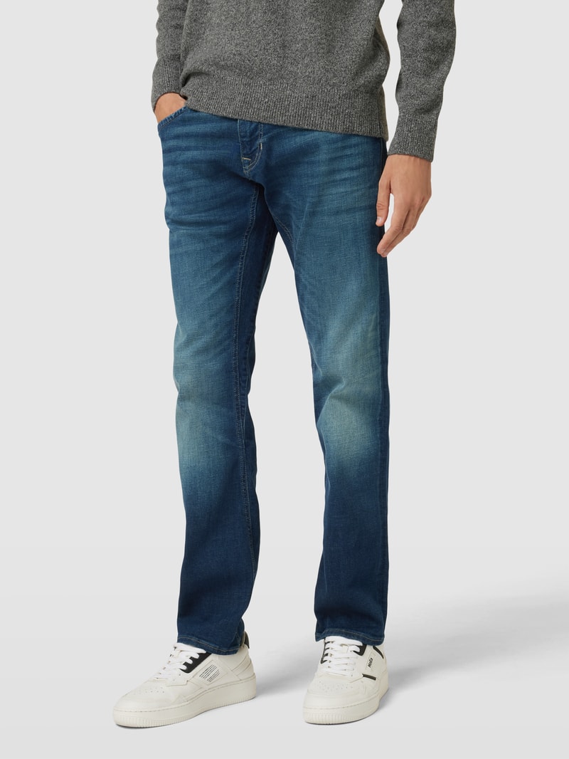 Jeans mit Label-Detail Modell 'LEGEND' in marineblau