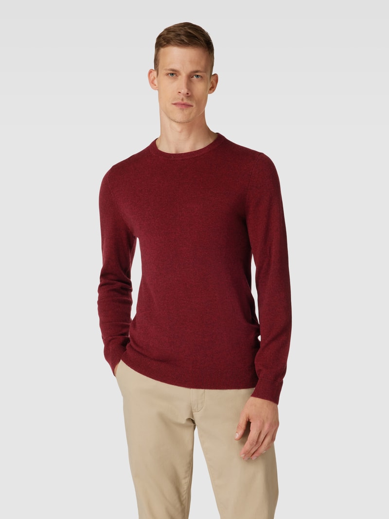Strickpullover in melierter Optik in kirschrot meliert
