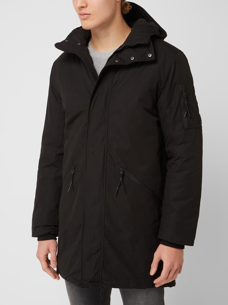 Parka mit Kapuze in schwarz