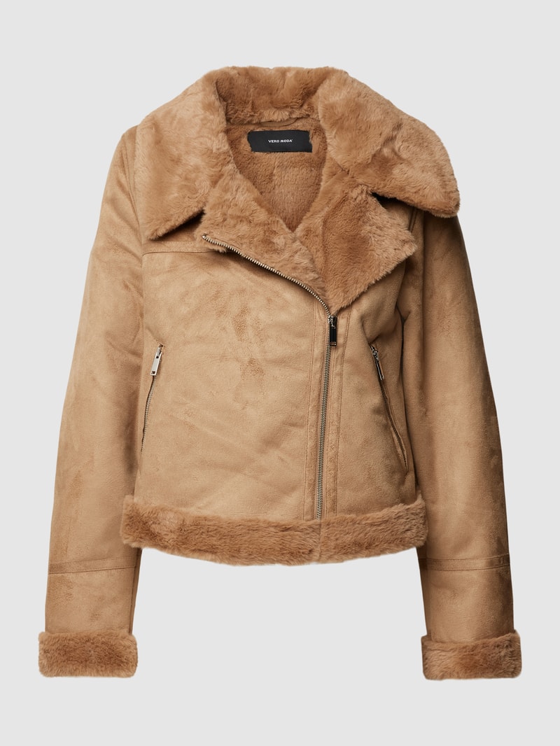 Bikerjacke in Leder-Optik Modell 'PEGGY' in cognac