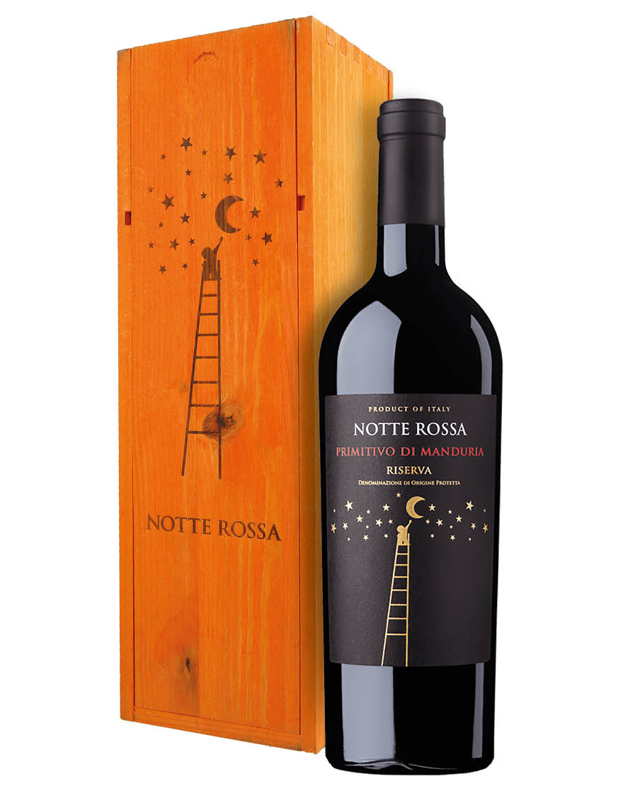 Primitivo di Manduria Riserva DOC 2018 Notte Rossa 0,75 ℓ, Caisse bois