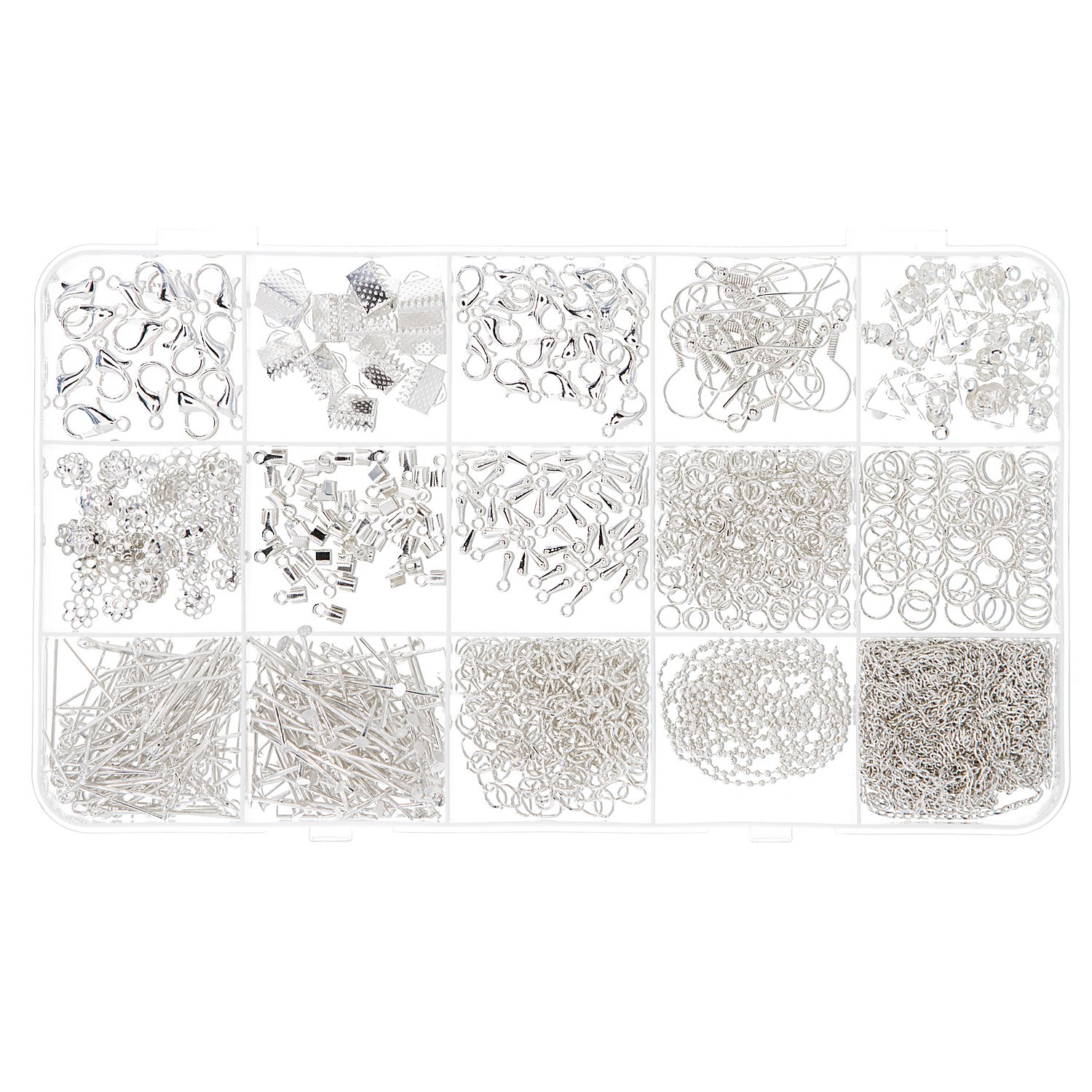Schmucksortierbox mit Zubehörteilen, silber