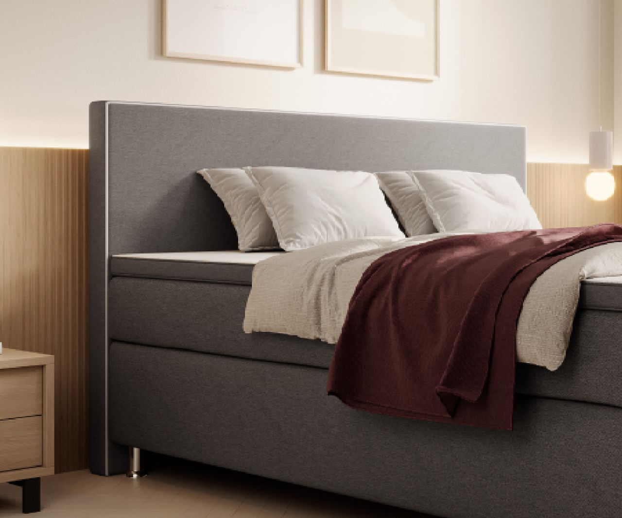 IHG Boxspringbett Gent 180x200cm Grau TFK