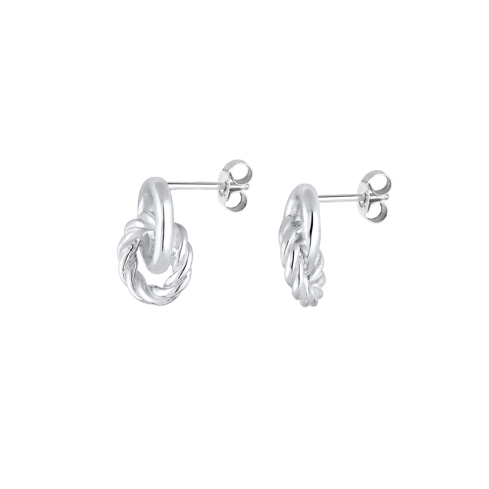 Elli Elli Boucles d'Oreilles Stecker Knoten Kreis Gedreht 80s Look 925 Silber Boucles d'oreilles