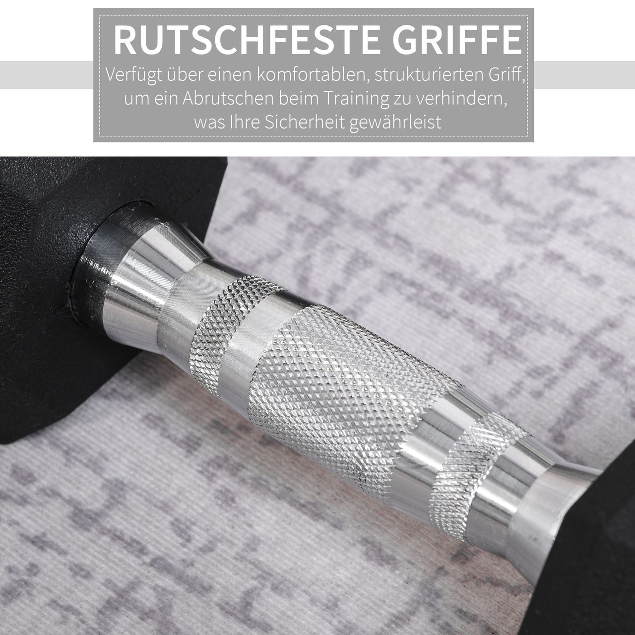 HOMCOM 2er-Set Gummi-Hantel 4 KG Fitness Hantel Kurzhantel für Trainingsraum Büro sechseckige Form Metall Gummi Schwarz