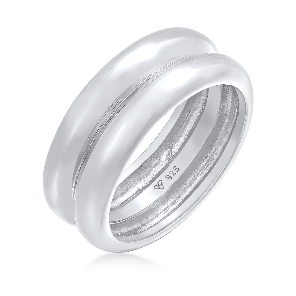 Elli PREMIUM Elli PREMIUM Bague Femmes Bande Vouté Chunky Basique Tendance en Argent Sterling  Bague