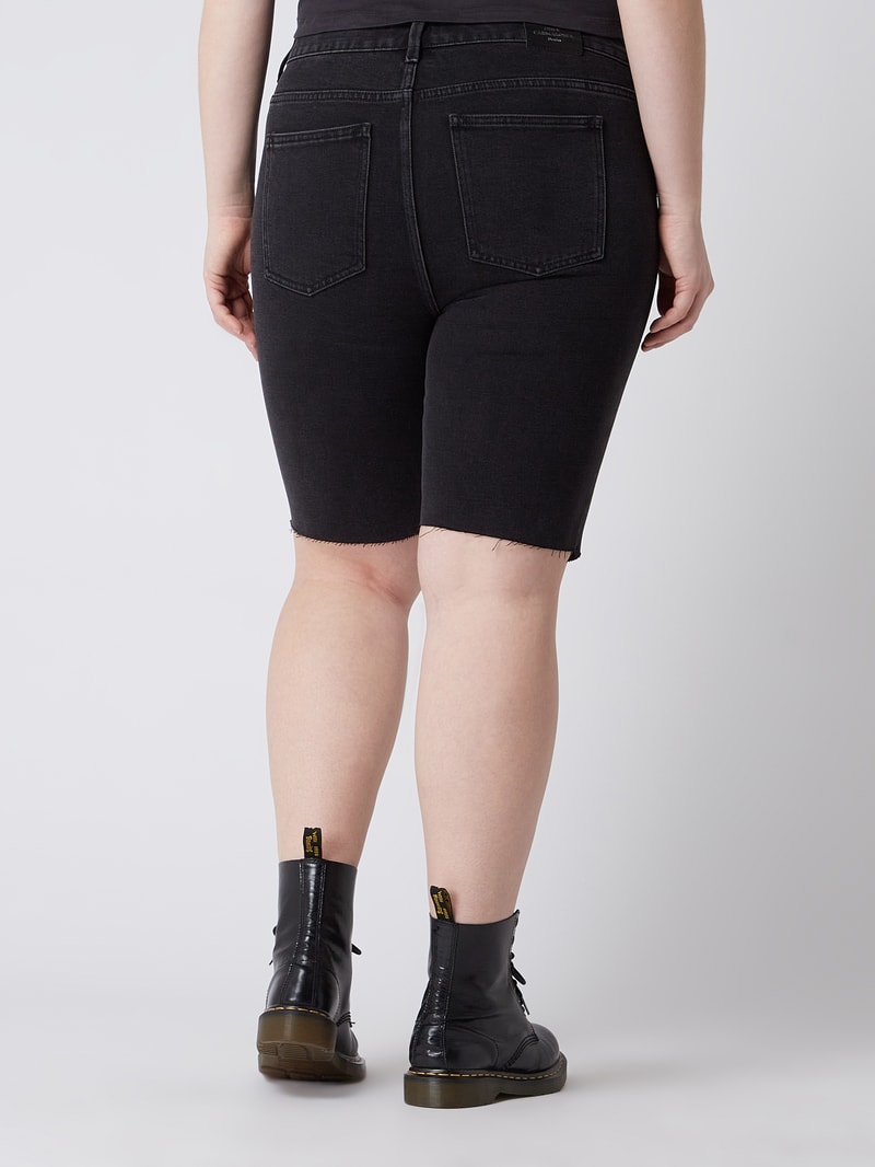 PLUS SIZE High Waist Jeansshorts mit Stretch-Anteil Modell 'Mily' in schwarz