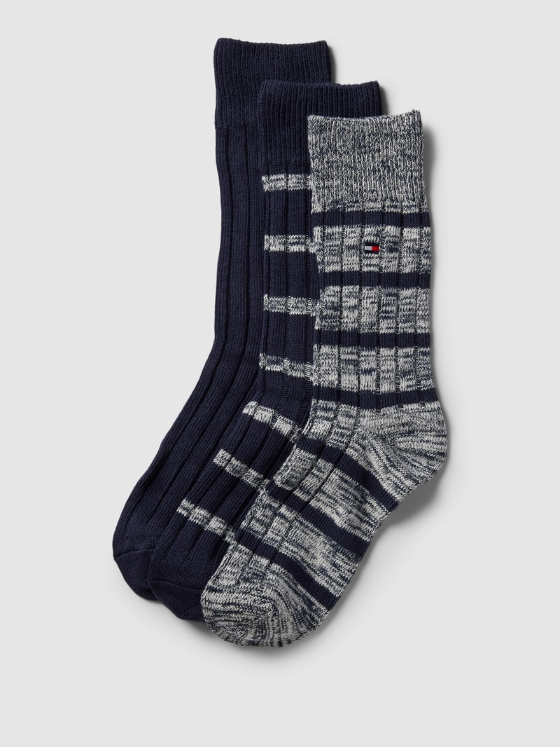 Socken mit Logo-Stitching im 3er-Pack in dunkelblau