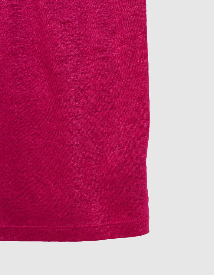 Tee-shirt fushia en maille de lin foil Femme