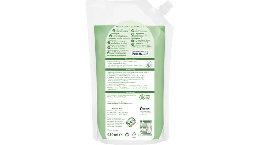 Frosch Spiritus Glas-Reiniger Nachfüllbeutel 950 ml