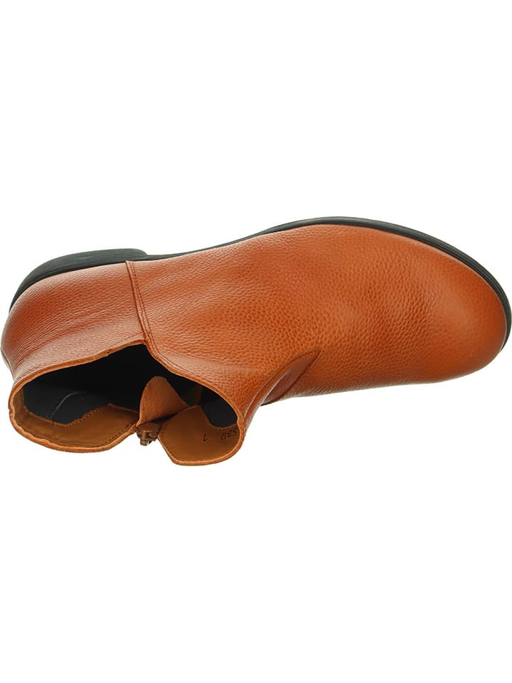 Think! Leder-Ankle-Boots in Hellbraun günstig kaufen