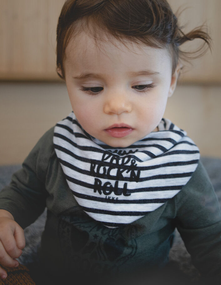 Bavoir mastic chiné print rock coton bio bébé