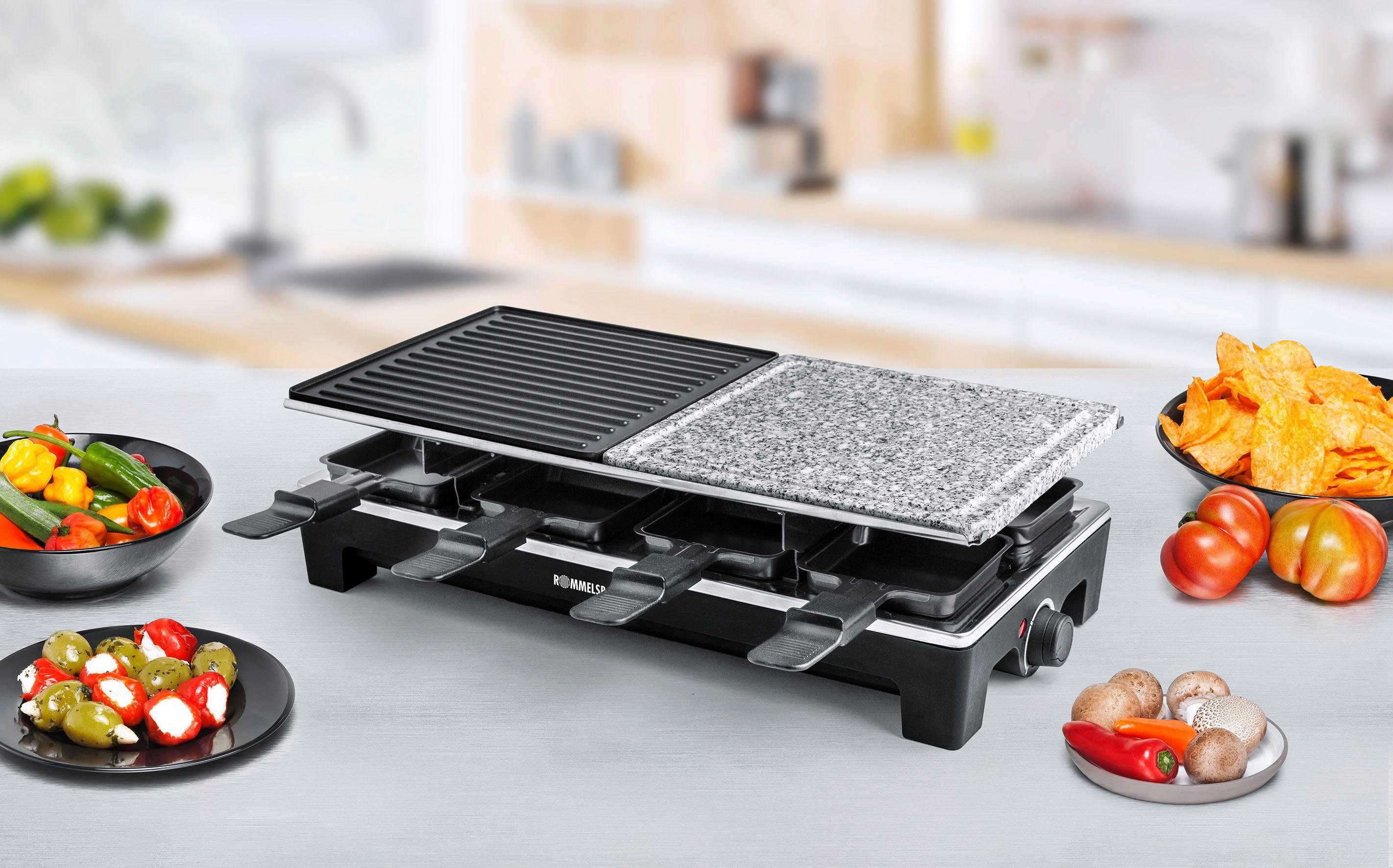 Rommelsbacher Raclette RCS 1350, 8 Raclettepfännchen, 1350 W