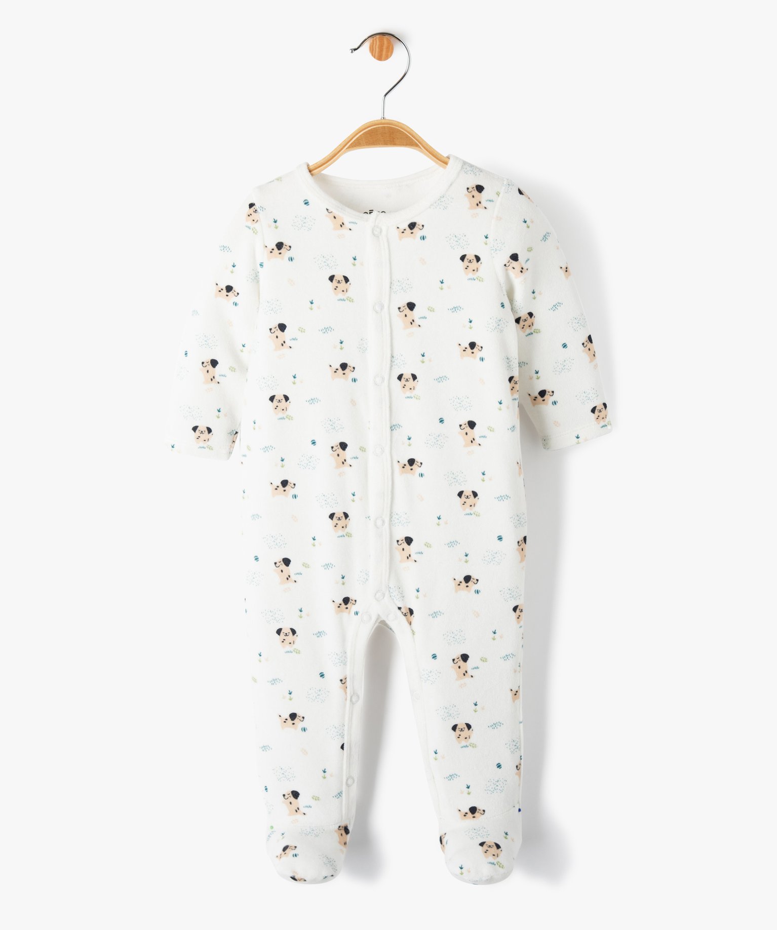 Pyjama dors-bien en velours imprimé avec ouverture devant b... multicolore | GEMO