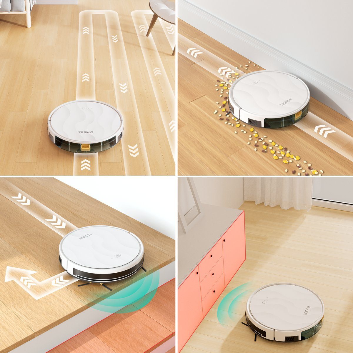 Tesvor Saugroboter M2 Roboter staubsauger 6000pa mit wischfunktion 5200mAh, 25 W, Mit Staubbox beutellos,6000Pa