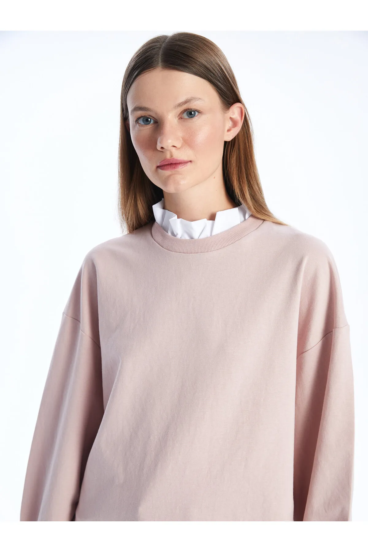 LC Waikiki  Rundhalsausschnitt, einfarbig, langärmelig, Damen-Sweatshirt-Tunika