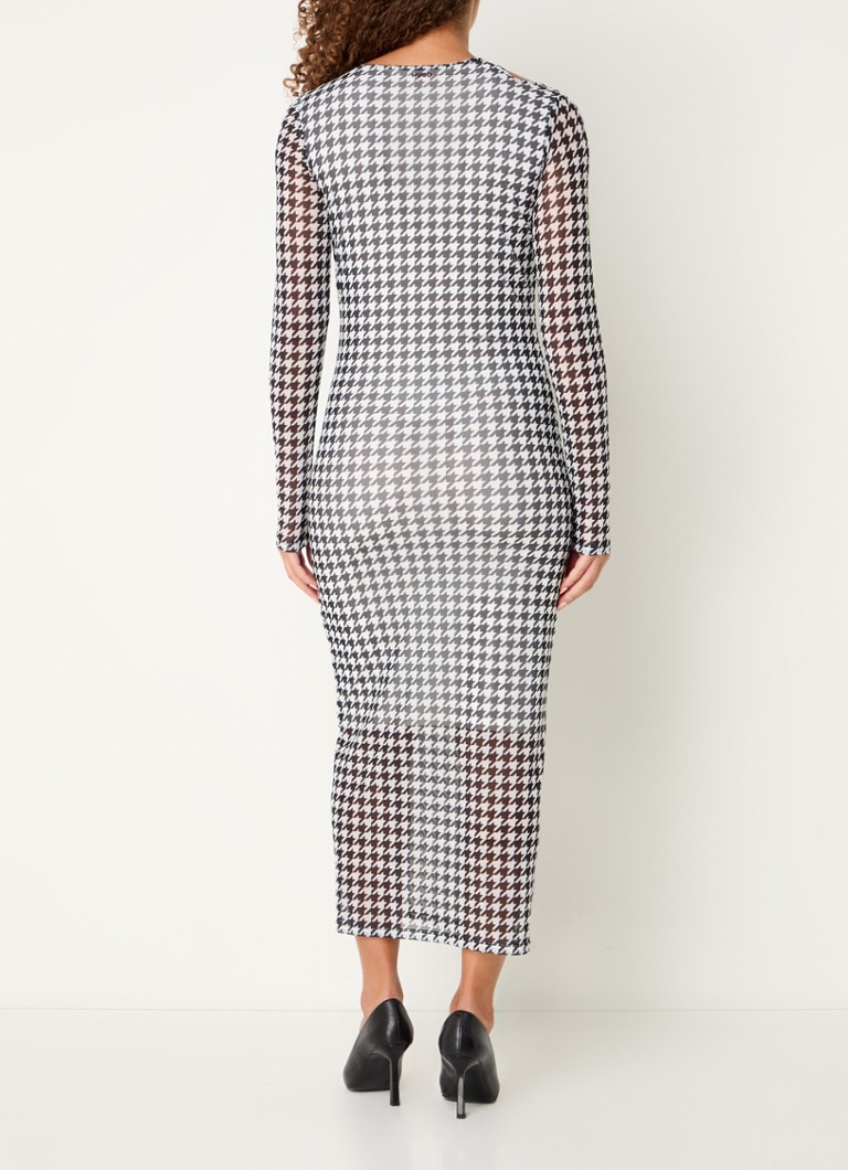 Vestido midi Nalusia de punto con estampado de pata de gallo de Hugo Boss