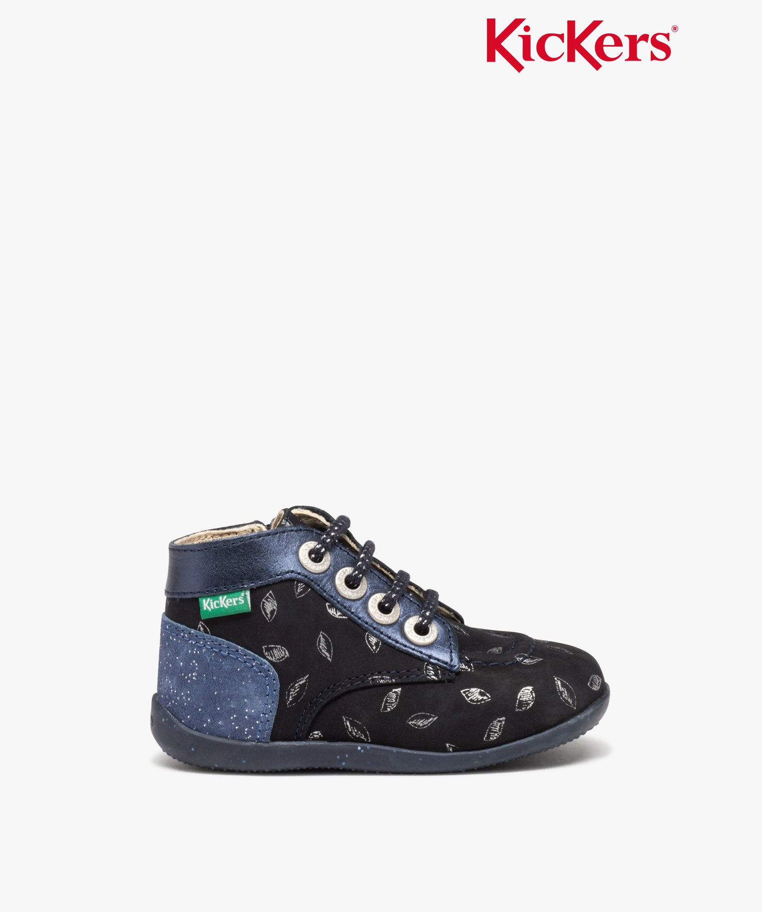 Bottillons premiers pas bébé fille en cuir Kickers marine | GEMO