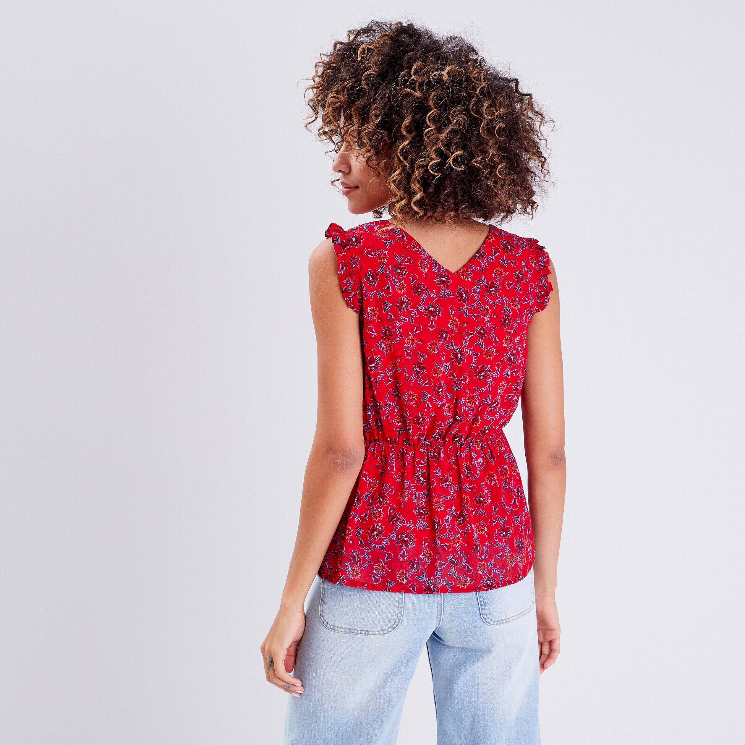 Blouse sans manches rouge femme | Cache Cache