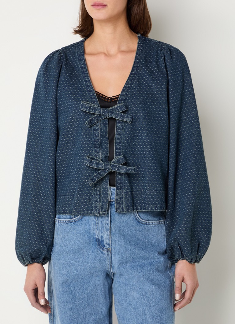 Bluză Silvi Neo Noir din denim cu fundă
