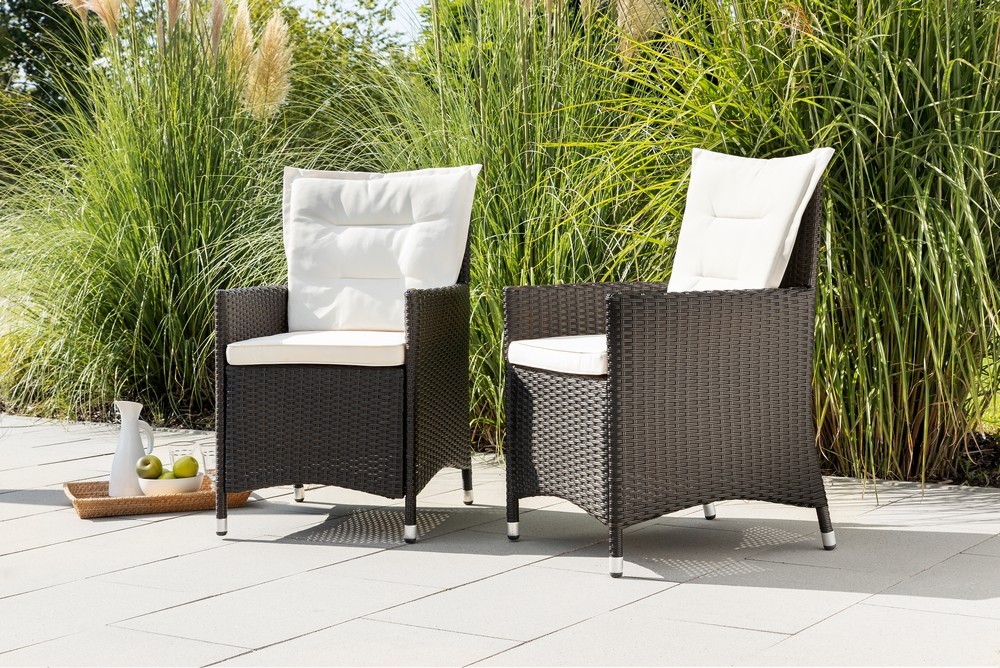 Solax Sunshine Garten-Stühle Rattan 2er-Set, braun
