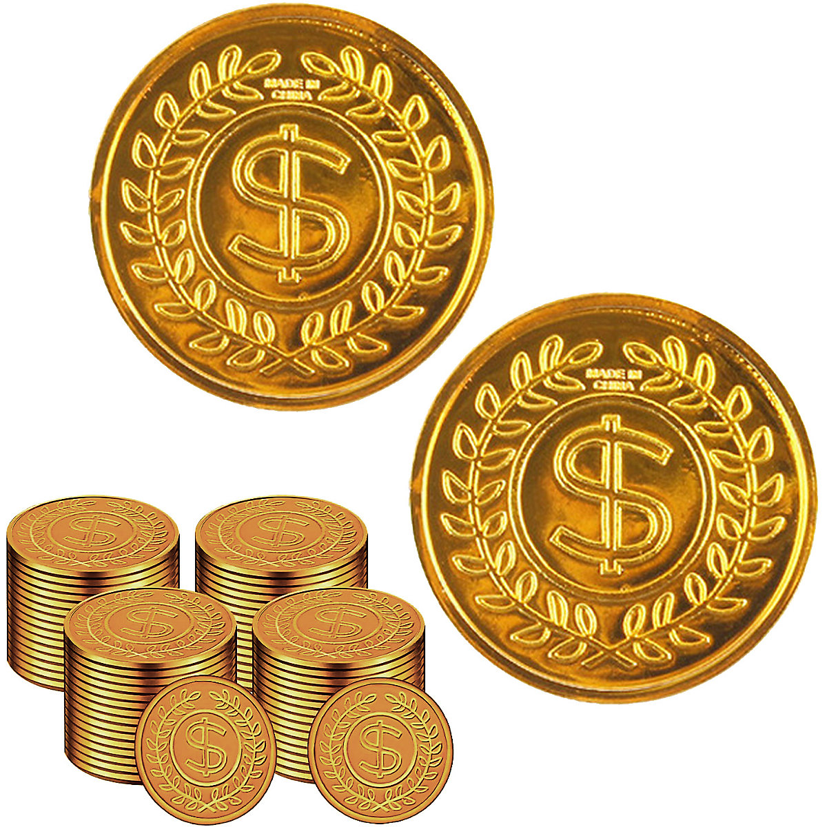 Goldmünzen, 100 Stück Spielgeld für Kinder