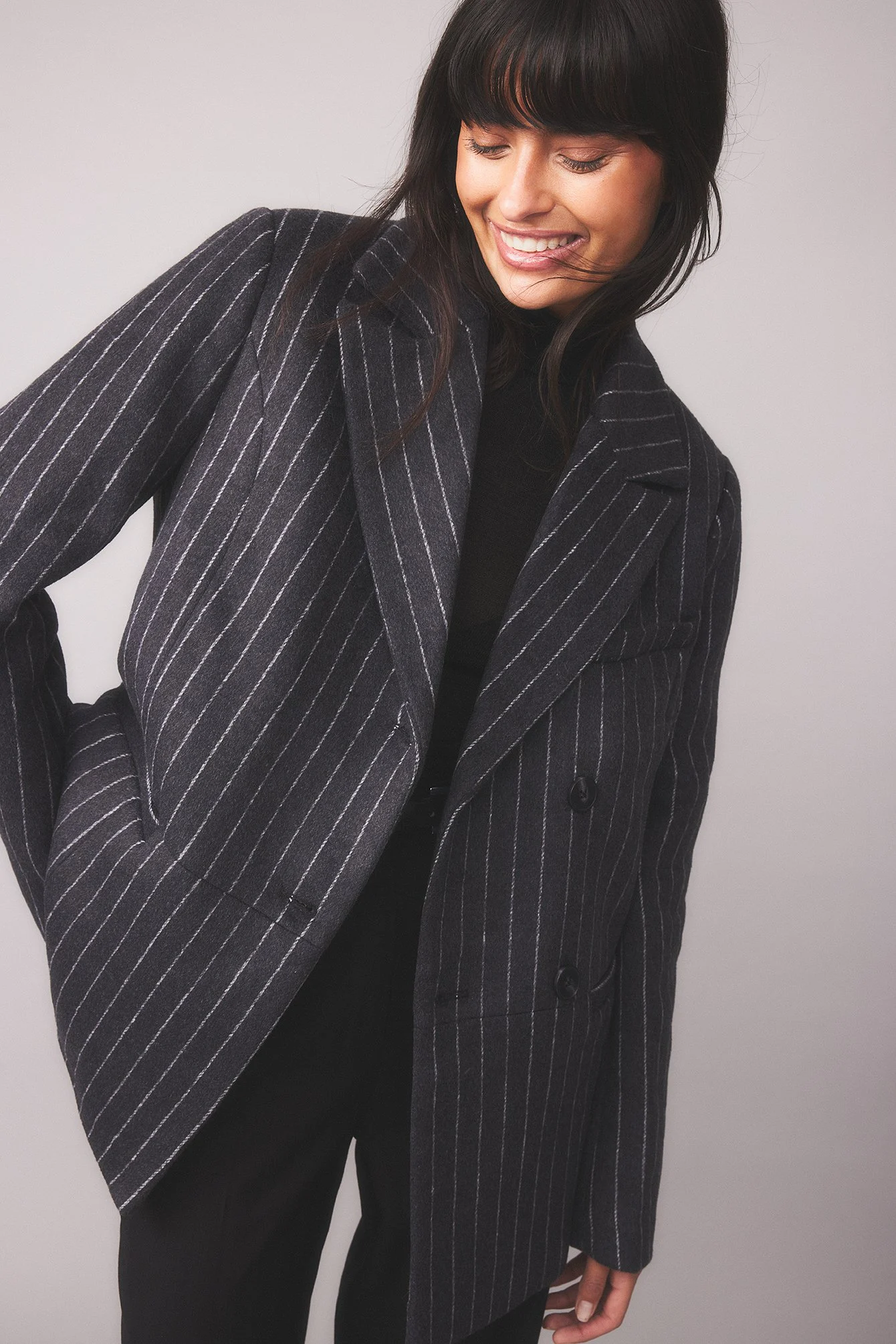 Oversized-Blazerjacke aus Wollmischung