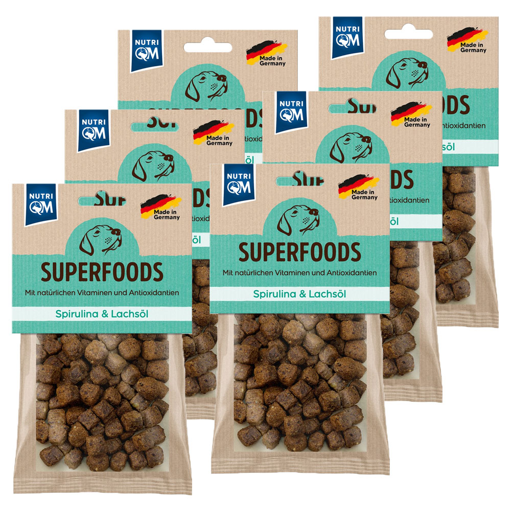 PetCom NutriQM Superfoods mit Spirulina & Lachsöl, 150 gr. - 6er Set