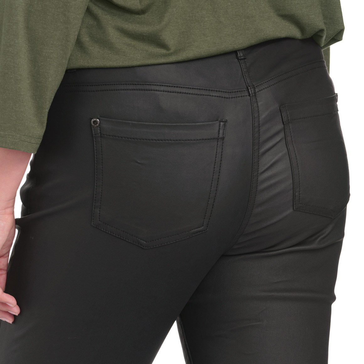 Damen Slim-Jeans in Leder-Optik