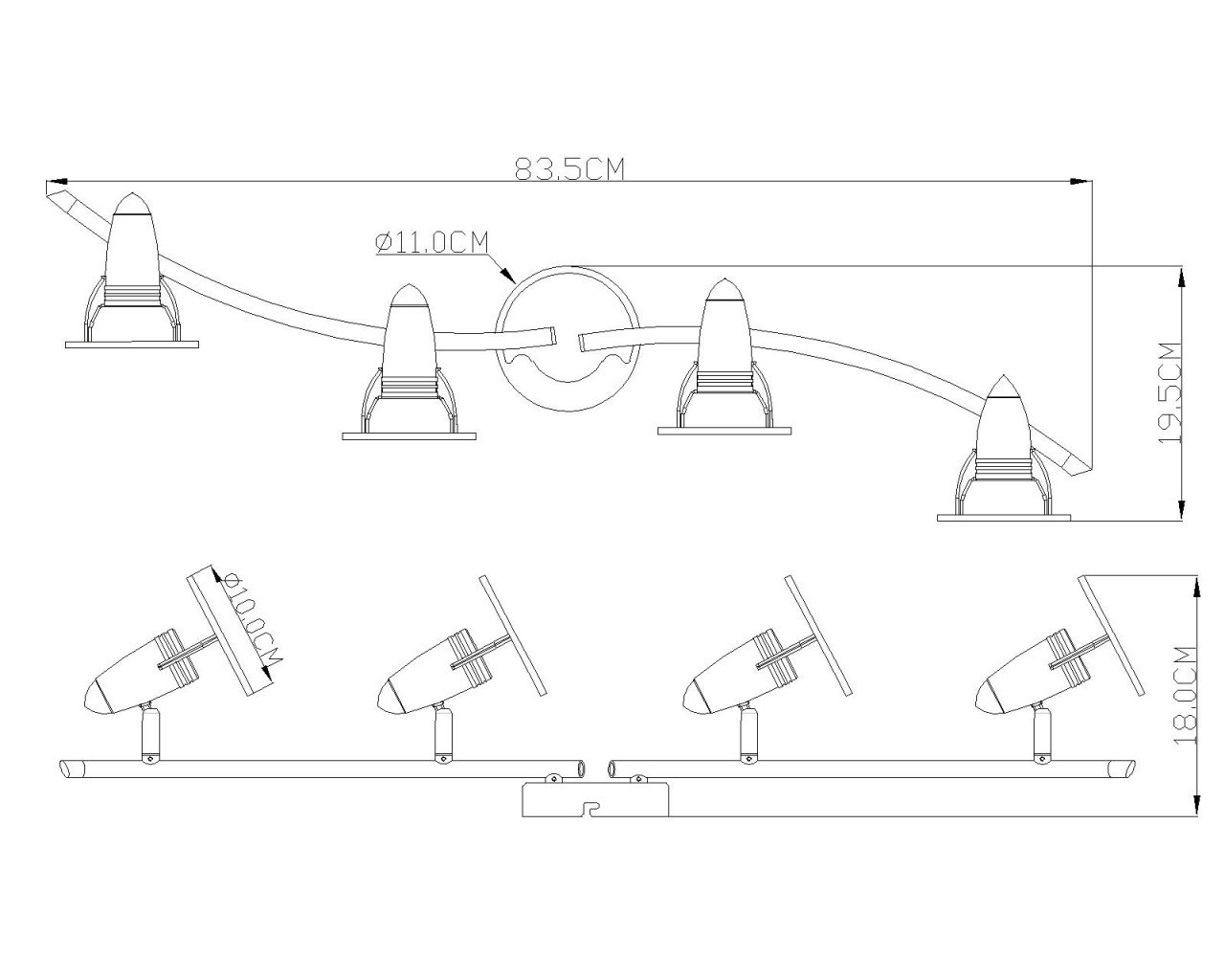 Globo Lighting - FRANCES I - Strahler Metall verchromt, 4x E14 R50