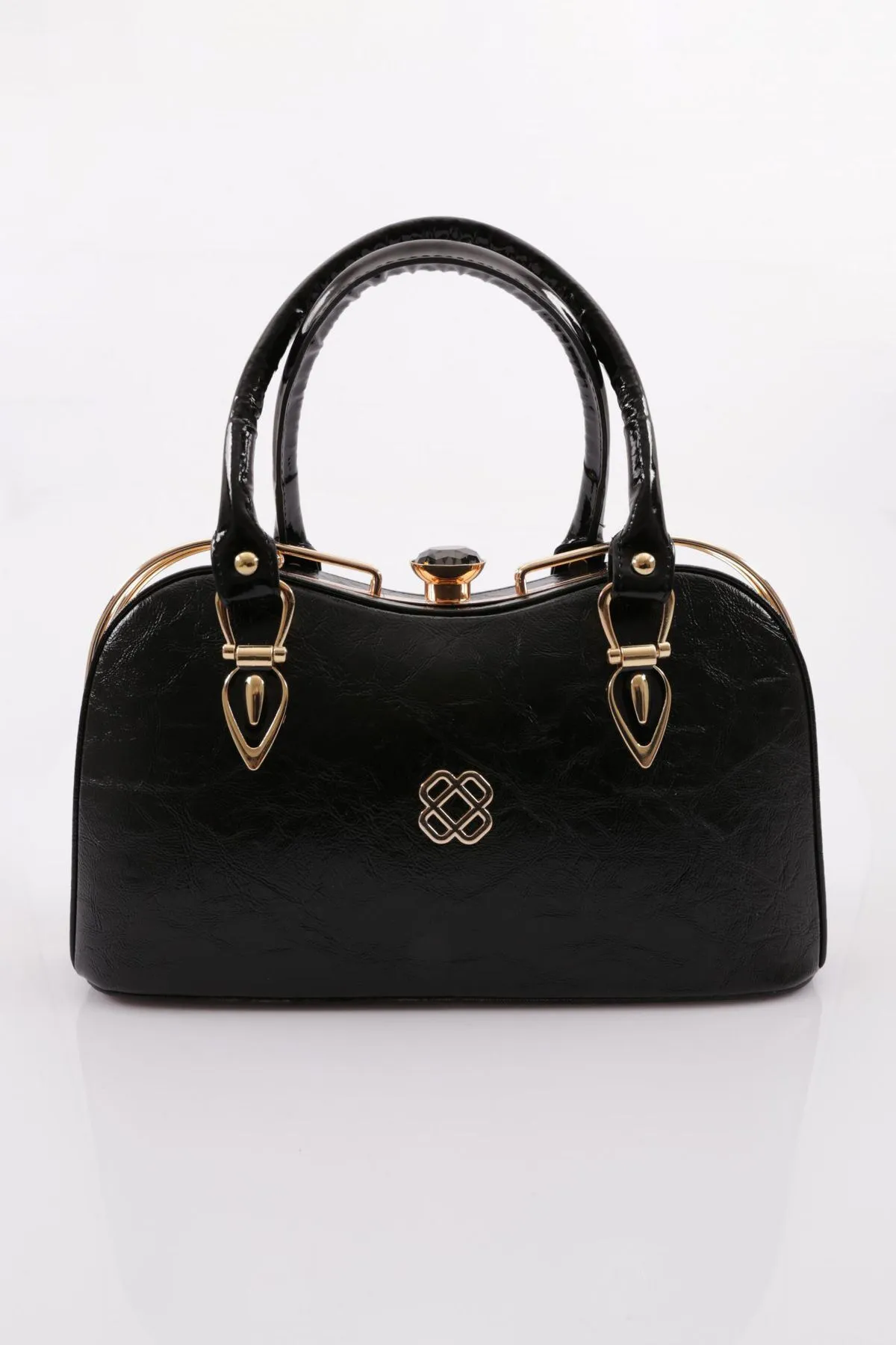DGN  Schwarze glänzende 396 Damen-Umhängetasche