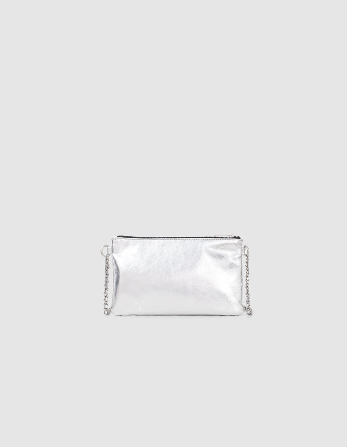 La pochette 111 gris silver cuir métallisé Femme