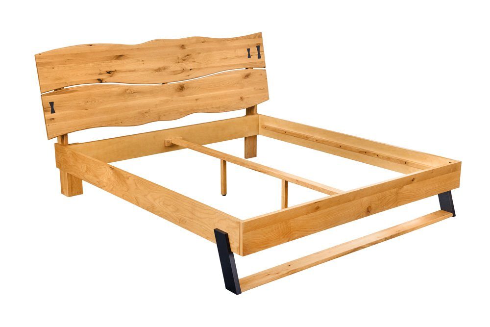 riess-ambiente Holzbett AMAZONAS 180x200cm natur / schwarz (Einzelartikel, 1-tlg), Schlafzimmer · Massivholz · Baumkante · Kingsize · Industrial Design