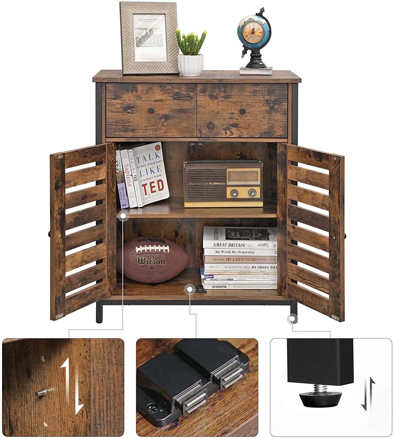 VASAGLE Sideboard Sideboard, mit Regalebene und Schublade, 70 x 30 x 80 cm