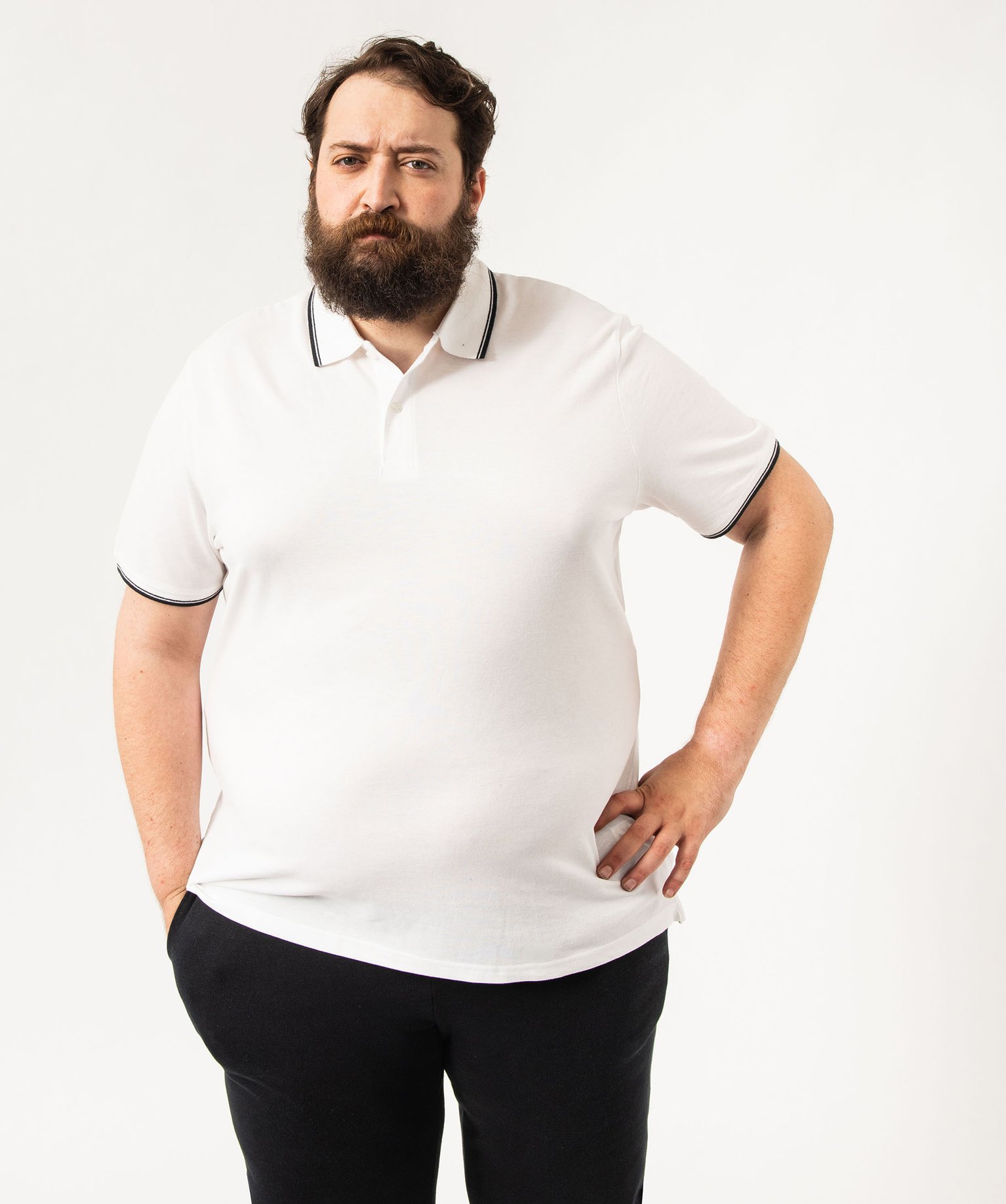 Polo homme à manches courtes et finitions contrastantes blanc | GEMO