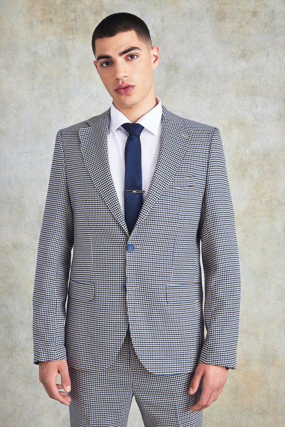 Einreihige karierte Slim-Fit Anzugjacke