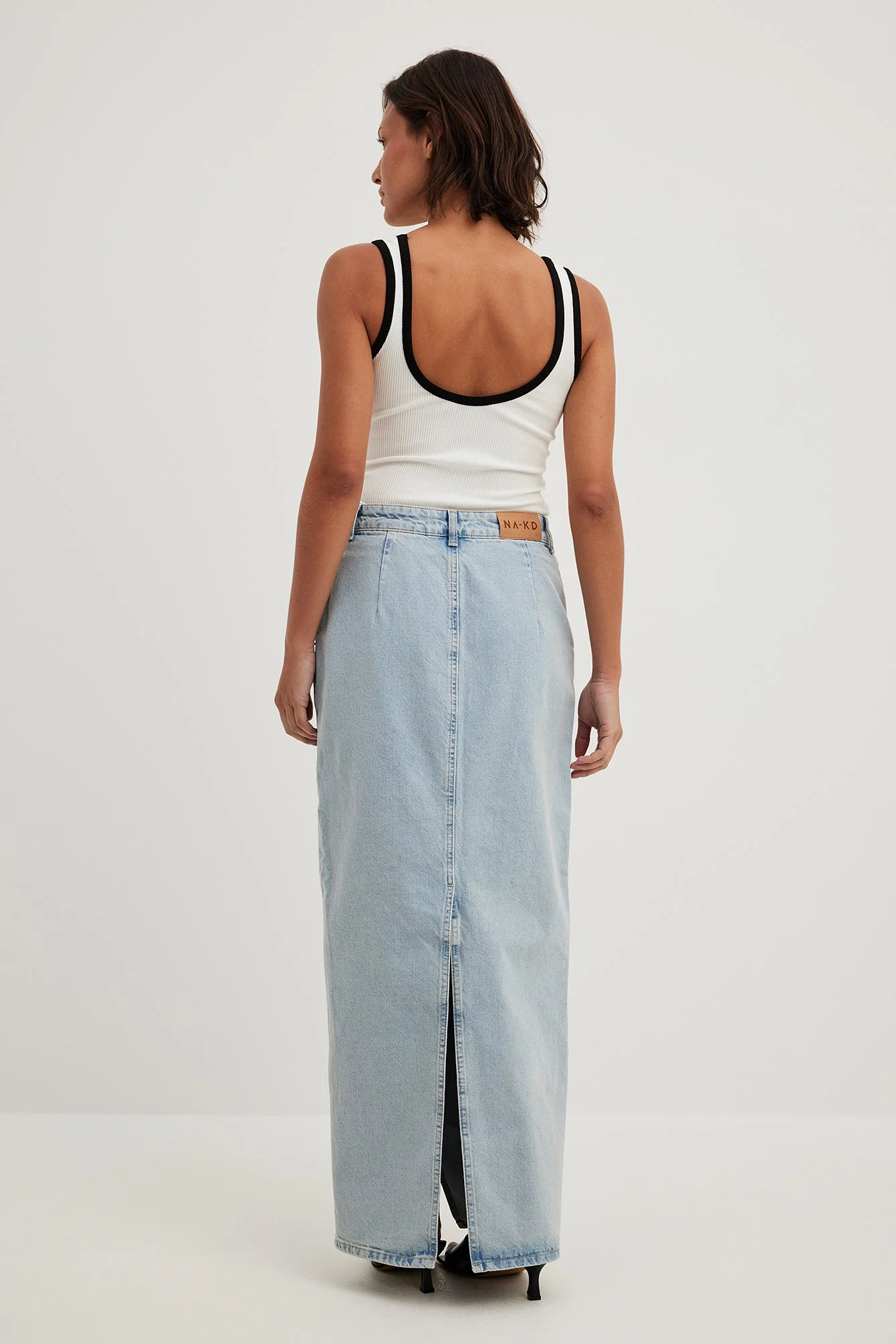 Jeans-Maxirock mit Schlitzdetail