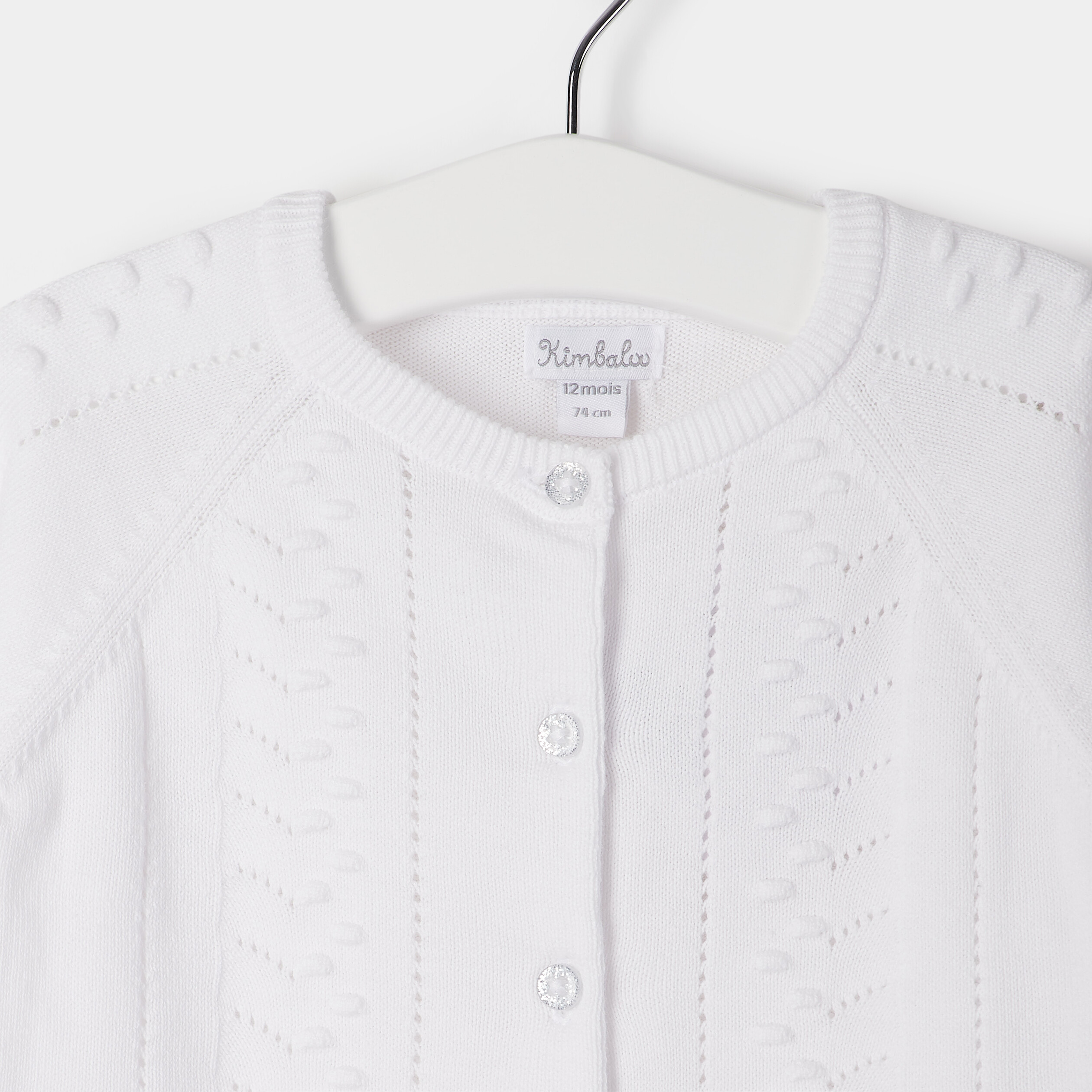 Gilet manches longues boutonné blanc bébé fille | La Halle