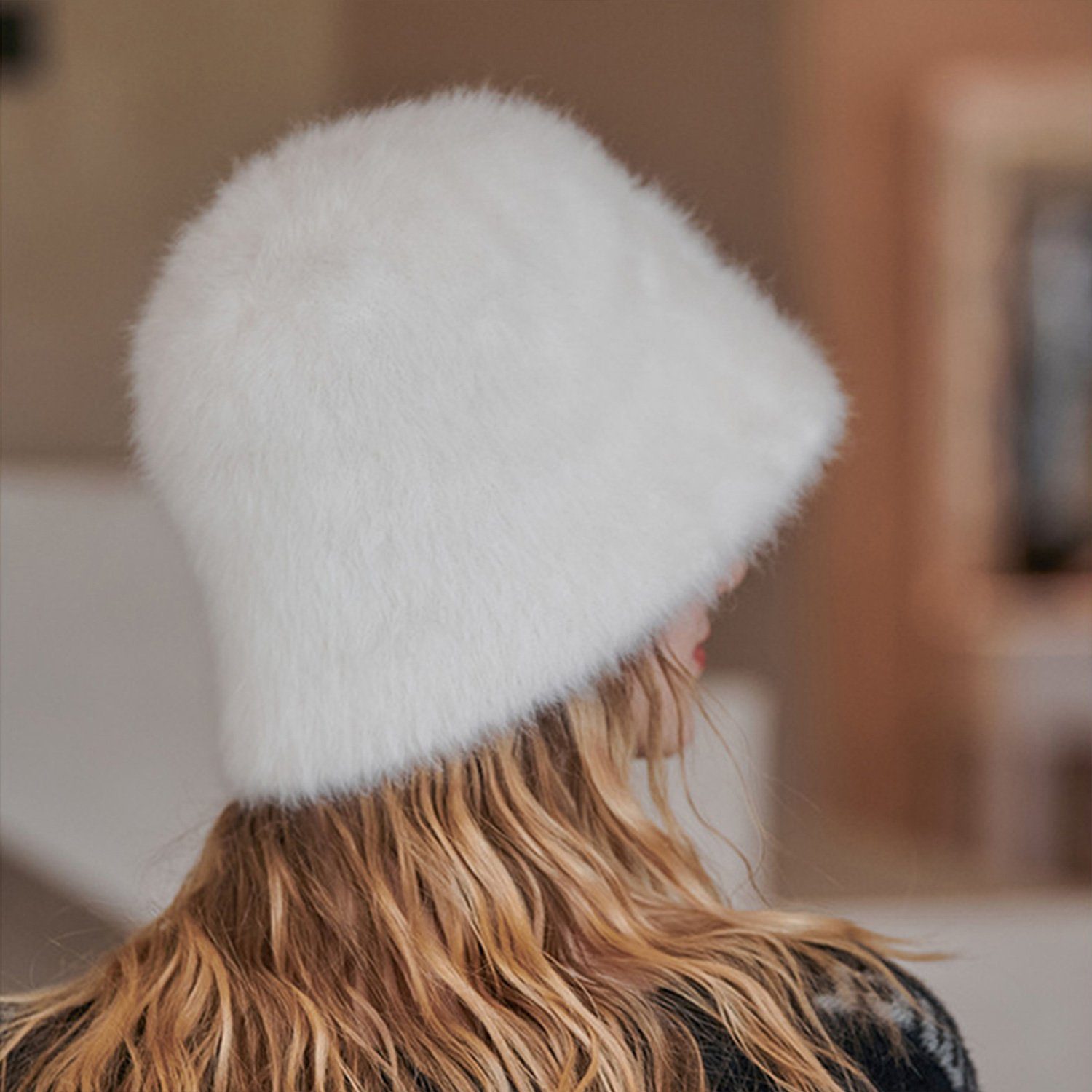 MAGICSHE Fischerhut Designer-Stil Winter Wärmer Pelzig Fischerhut für Frauen Mädchen Süß und niedlich Faltbar Kunstpelz Fischerhut