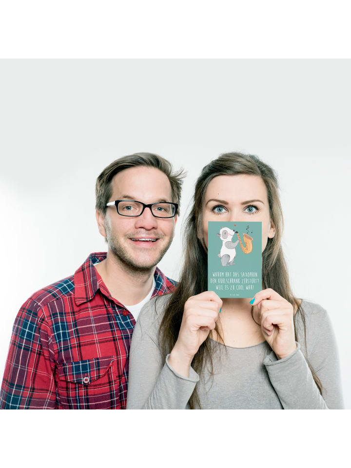 Mr. & Mrs. Panda Postkarte Saxophon Kühlschrank mit Spruch in Meeresbrise günstig kaufen onesize